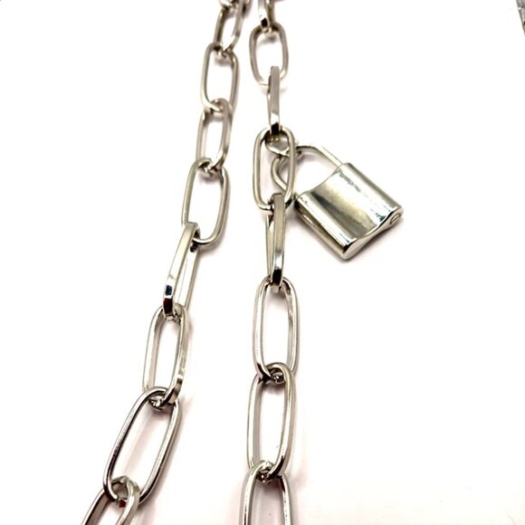 Double Layer Pants Or Wallet Silver Tone Chain 19" With Lock - Picture 7 of 9